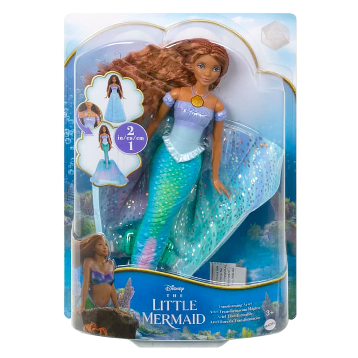 Păpușă Sirena Ariel Transformare Disney