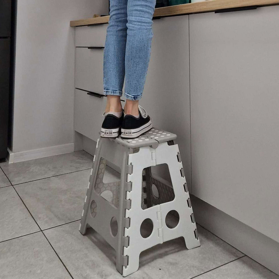 Scaunel Pliabil Ikonka Light Grey, 39 cm - imagine 6