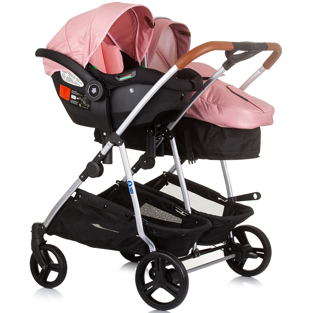 Carucior Gemeni Chipolino Duo Smart 3 in 1, Flamingo - imagine 2