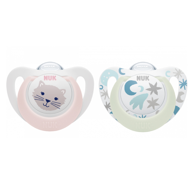 Set 2 Suzete Nuk Star Day & Night Silicon 0-6 luni
