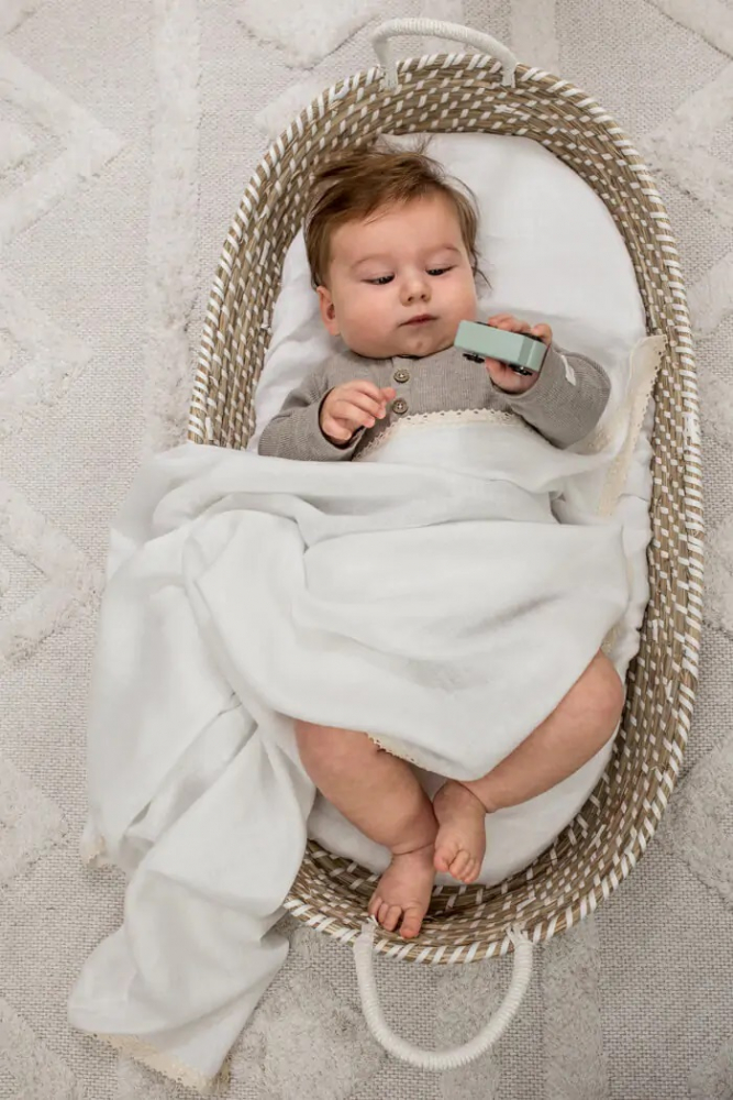 Paturica BabyLy din In 100x100 cm cu Dantela - imagine 4