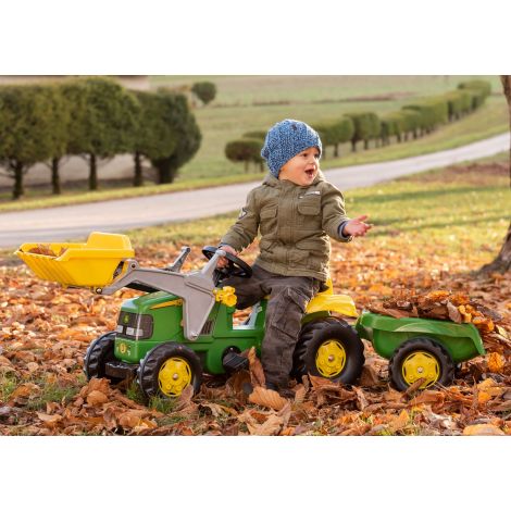 Tractor John Deere Rolly Toys cu Cupă și Remorcă - imagine 5
