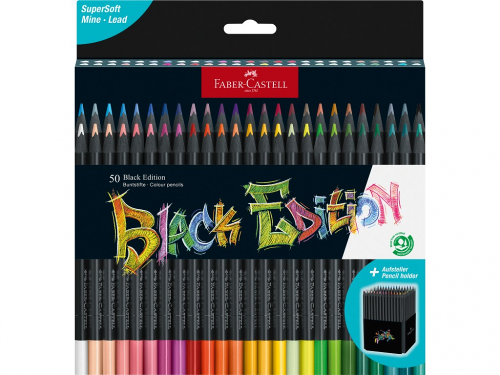Set 50 Creioane Faber-Castell Black Edition