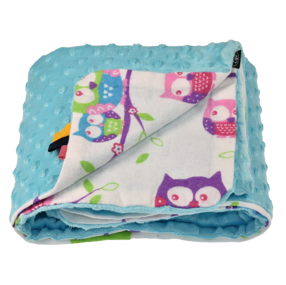 Paturica Minky Egakids Turquoise Owl 75x75 cm - imagine 2