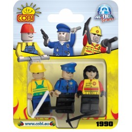 Set 3 figurine COBI: Politist, Constructor, Pompier