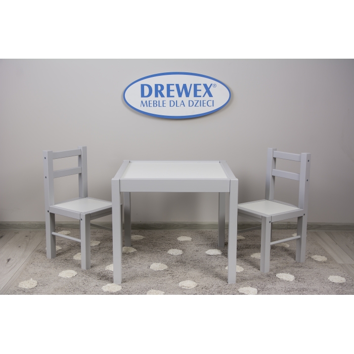Set Masa 2 Scaune Drewex Alb/Gri - imagine 3