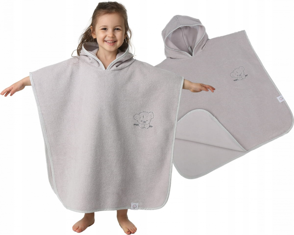Poncho de Baie BabyMam Gri cu Glugă, 126x60cm - imagine 4