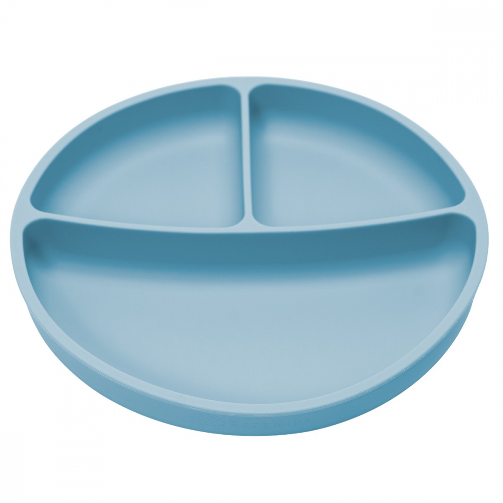 Farfurie Silicon cu Ventuza AppeKids Aqua Blue - imagine 5