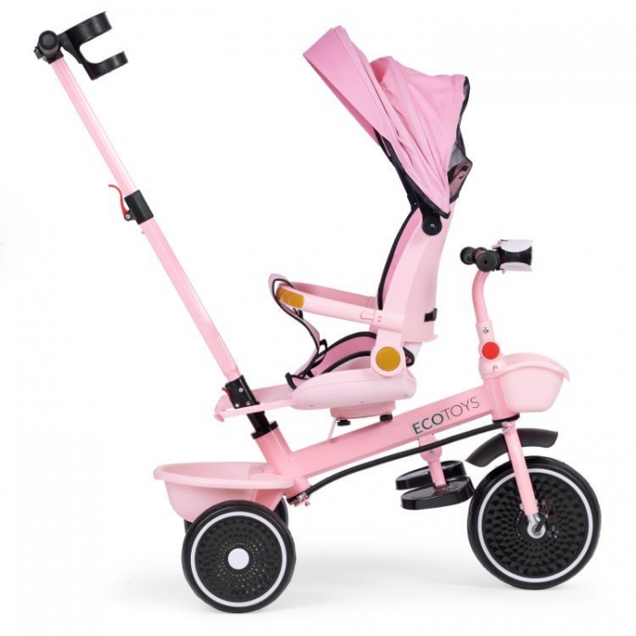 Tricicleta Ecotoys 2in1 Roz - Scaun Rotativ 360° - imagine 5