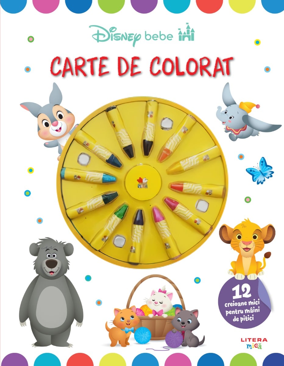 Carte de colorat Disney Bebe Litera cu 12 creioane