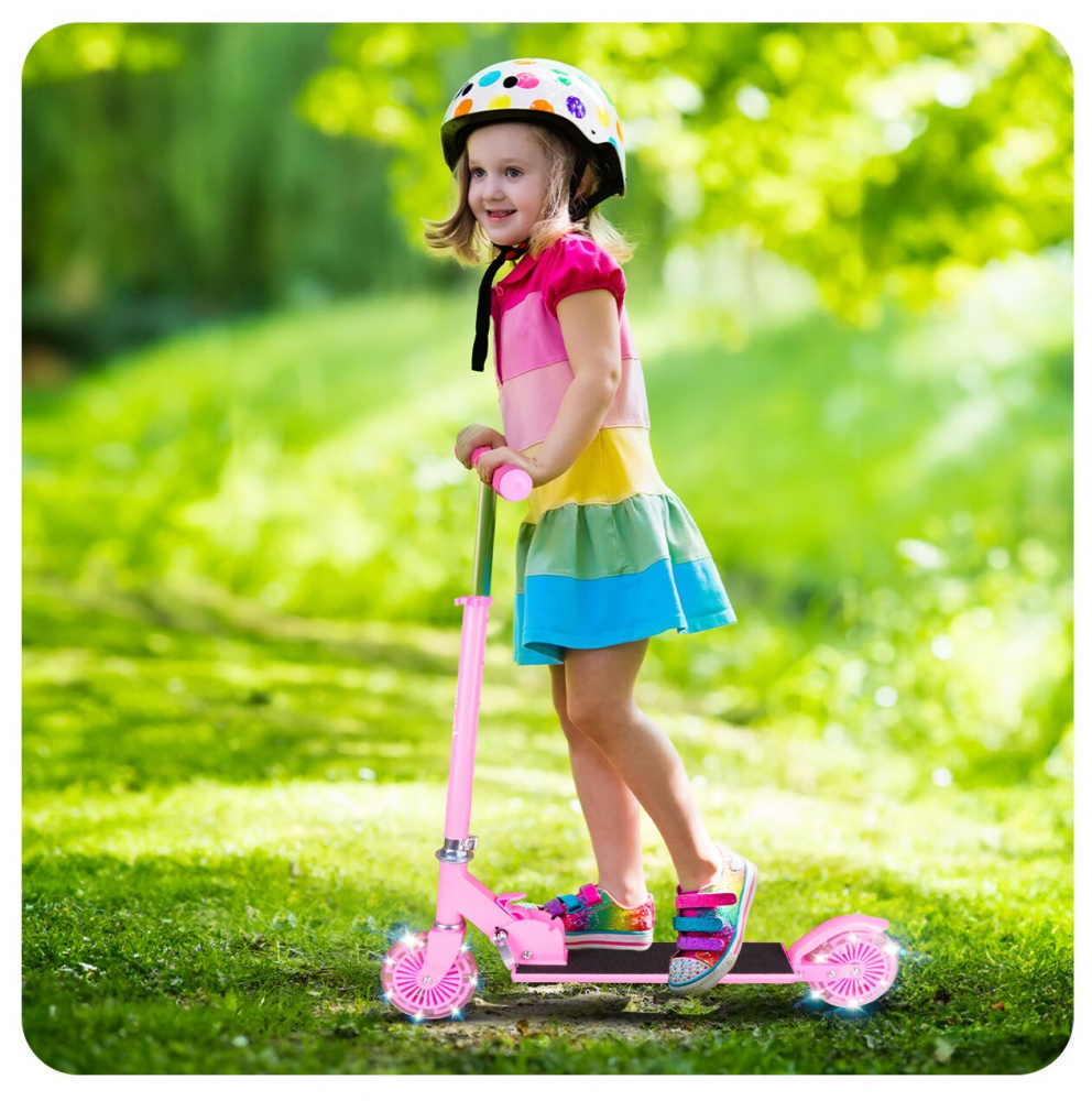 Trotineta Malplay Pink LED, Pliabila si Reglabila - imagine 7