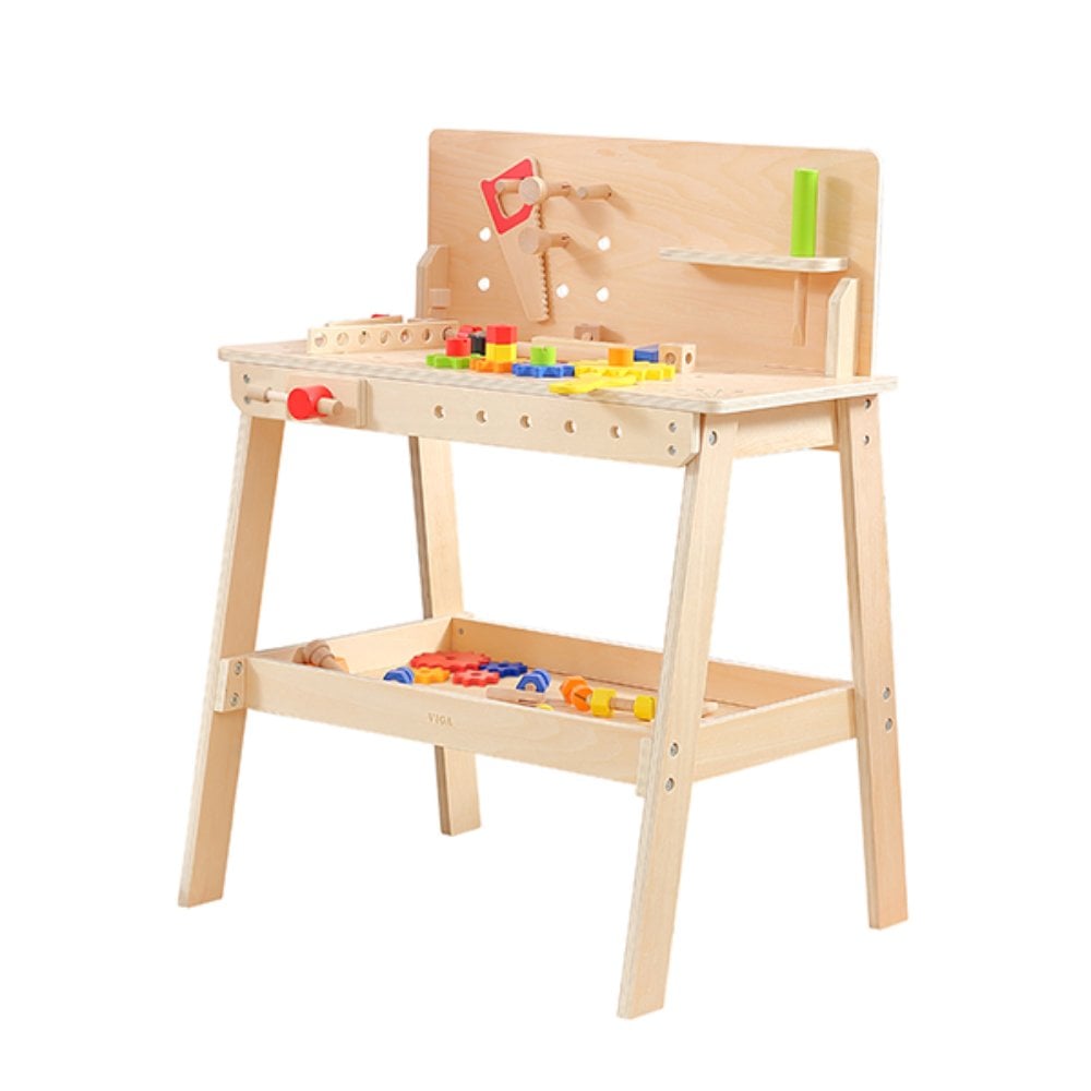 Banc de lucru Viga, lemn natur, 52 piese incluse