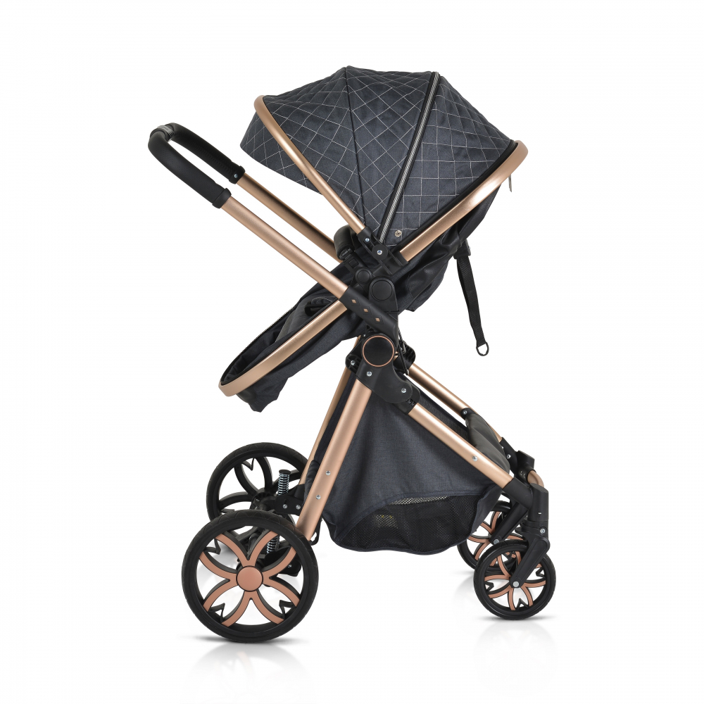 Carucior 2in1 Moni Alma Black, Reversibil, Aluminiu - imagine 6