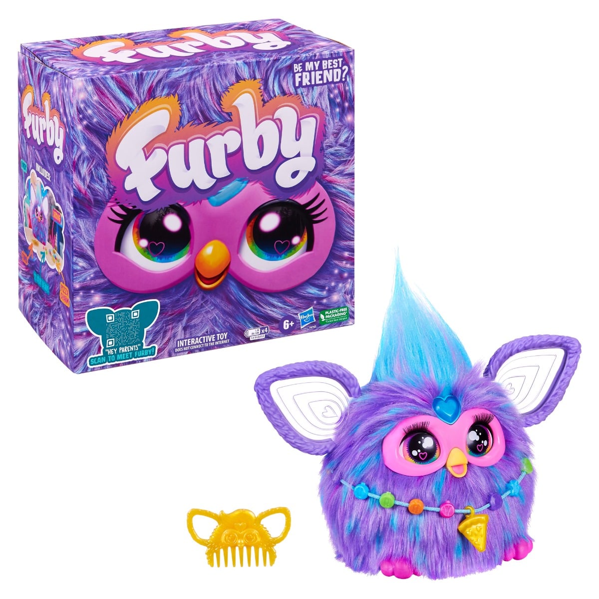 Furby Jucărie Interactivă Mov, 15 cm, Recunoaște Vocea