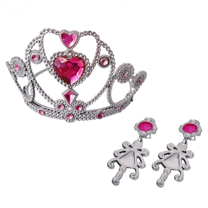 Set Tiara și cercei Eddy Toys Roz pentru mici printese