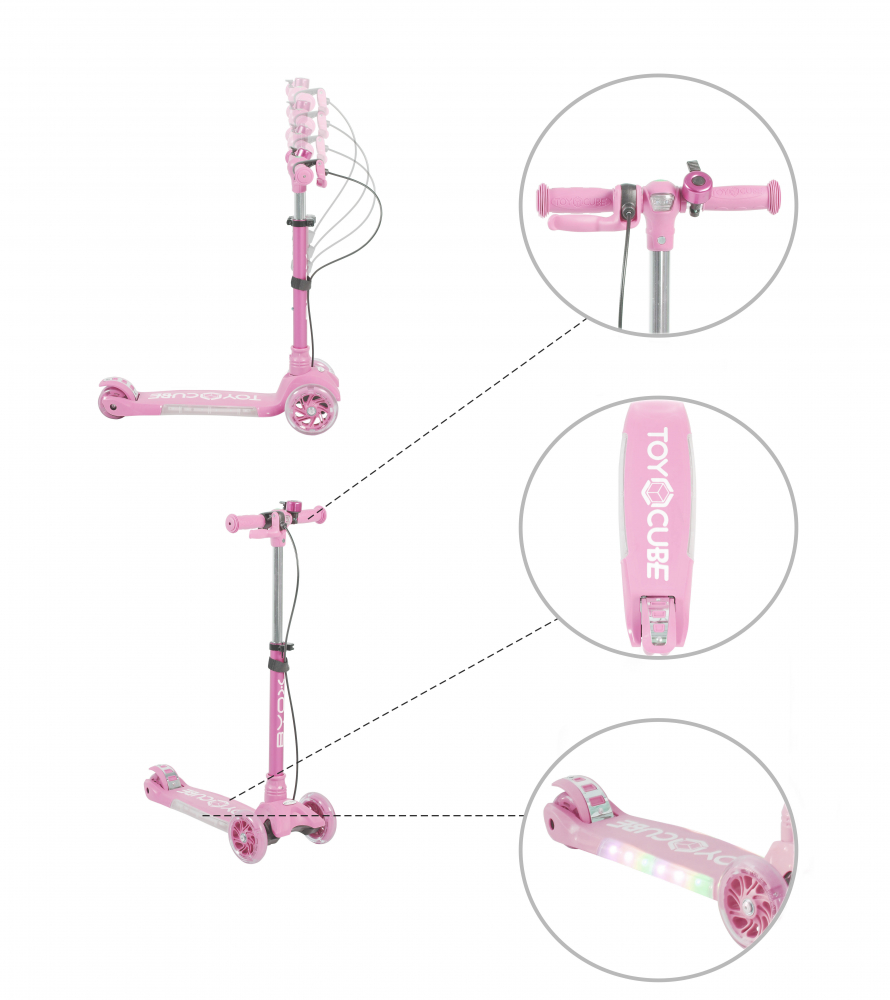 Trotineta Byox Pink LED, Pliabilă - imagine 7