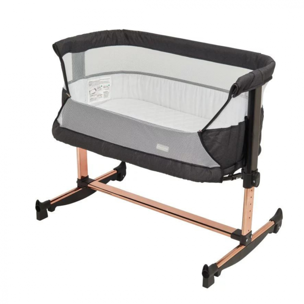 Patut co-sleeper BabyGo Vivaldi Gold, reglabil, cu leganare - imagine 6