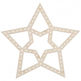 Decorațiune Stea Brodat Beleduc - Lemn Natural 15cm