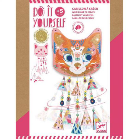 Set DIY Djeco Mobil Pisicuta cu Clopotei si Sclipici