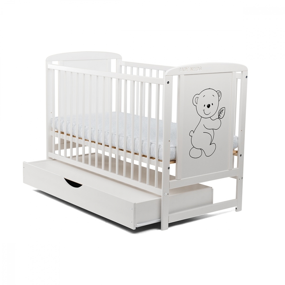 Patut Timmi Babyneeds 120x60 Alb cu Sertar