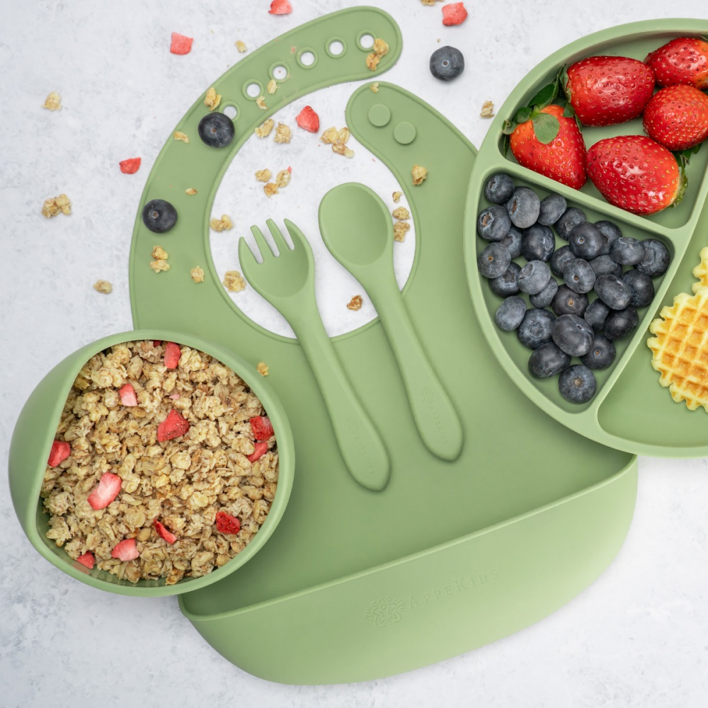 Set Diversificare AppeKids 5 Piese, Silicon, Raw Green