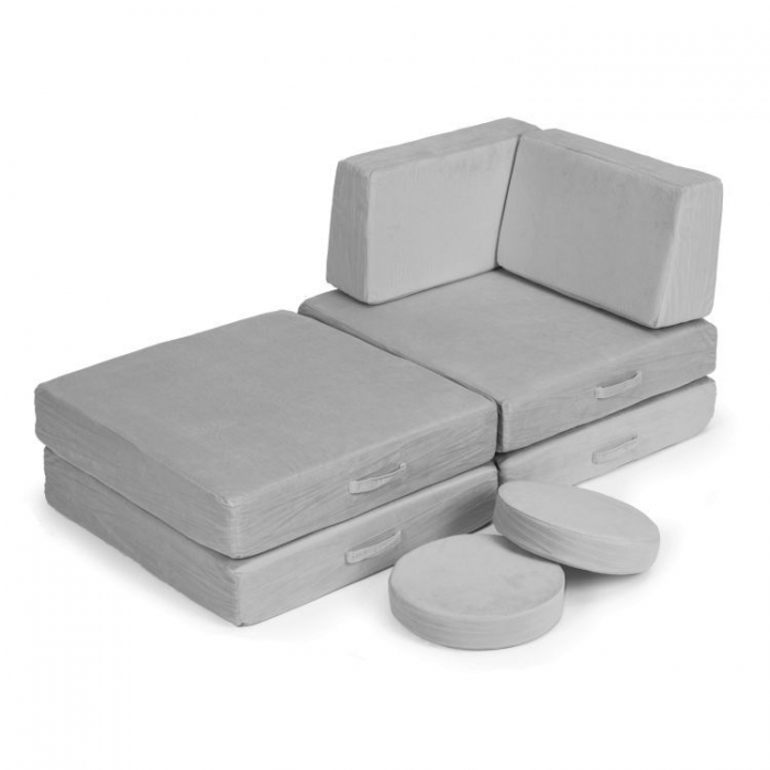 Canapea Modulară Ecotoys Gri - 8 Perne Confortabile - imagine 3