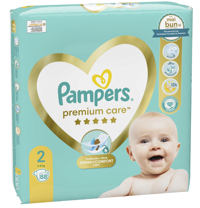 Scutece Pampers Premium Care 2 (4-8kg), 88 buc - imagine 3