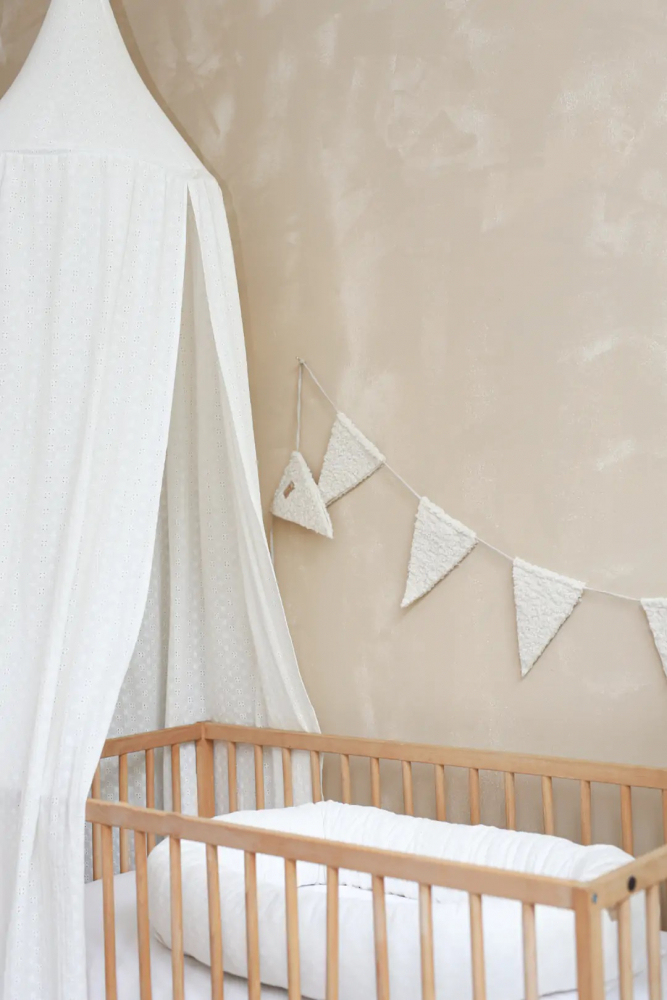 Baldachin BabyLy Bumbac Brodat Alb - imagine 4