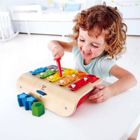 Xilofon Hape 5 Taste, Puzzle Forme, Lemn, 12 Luni+ - imagine 4