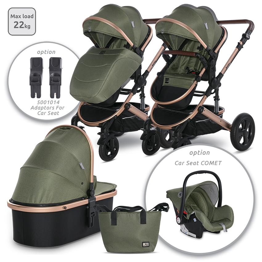 Carucior Lorelli Boston 3-in-1, Loden Green, Pana la 22kg - imagine 6