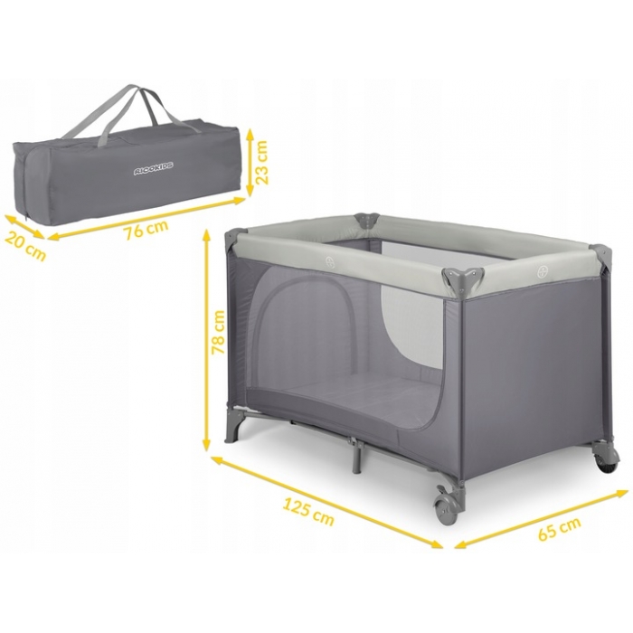 Patut Pliabil Ricokids cu Nivel si Accesorii Gri - imagine 6