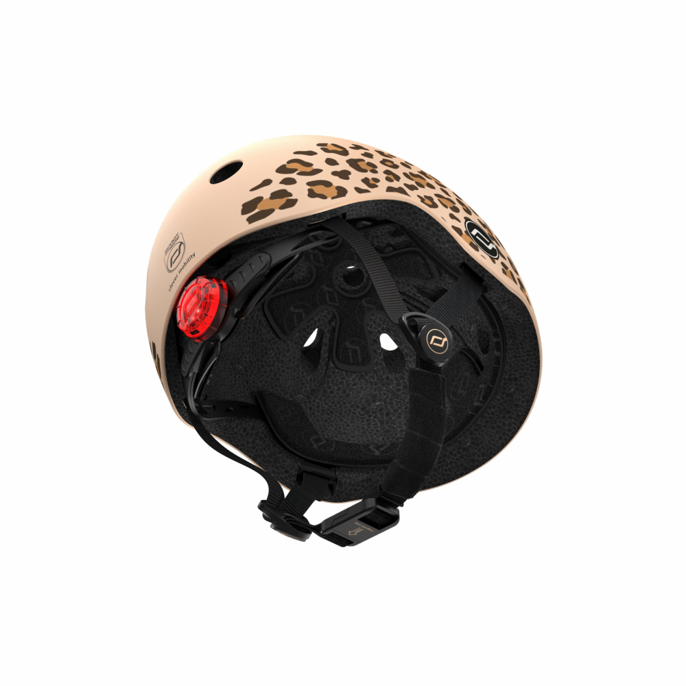 Casca Copii Scoot and Ride LED, Magneți, Leopard 45-51cm