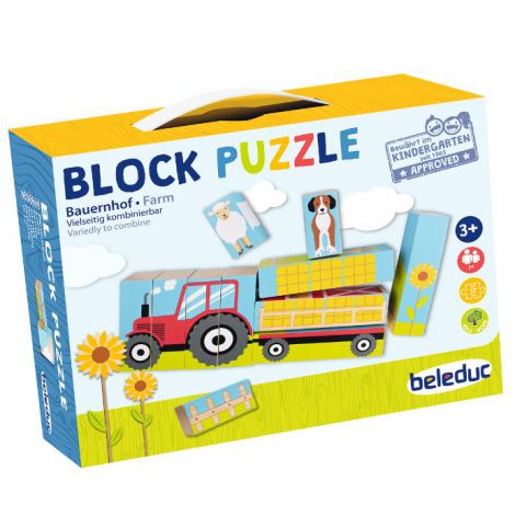 Joc de construit Ferma Beleduc, Lemn, 3 ani+