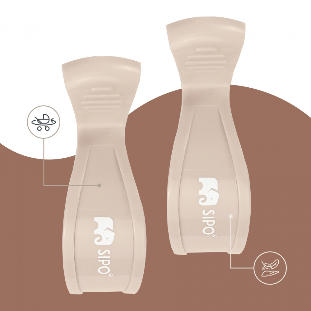 Set 2 cleme Sipo Beige pentru carucior - imagine 4