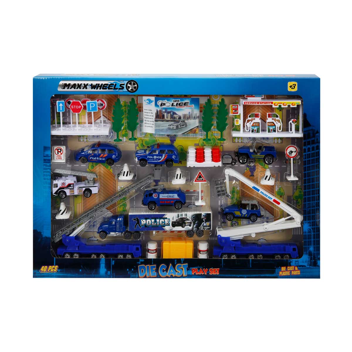 Set Politie Maxx Wheels 40 piese - Aventura Urbana