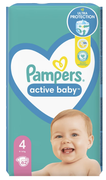 Pampers Active Baby 4 (9-14kg), 62 buc | Uscați și confortabili - imagine 5