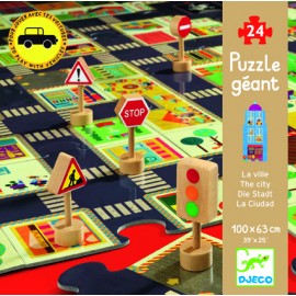 Puzzle Gigant Djeco Orașul, 24 Piese, +3 Ani
