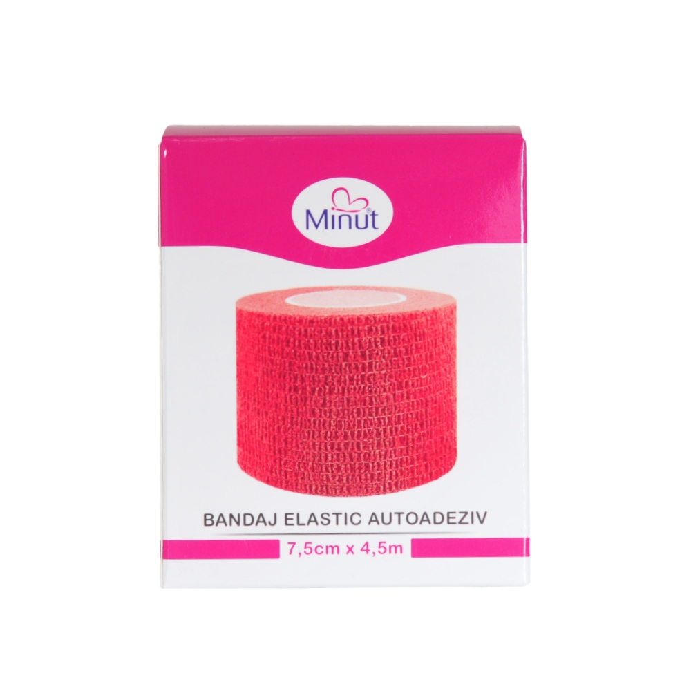 Bandaj Autoadeziv Minut 7.5cm x 4.5m Rosu