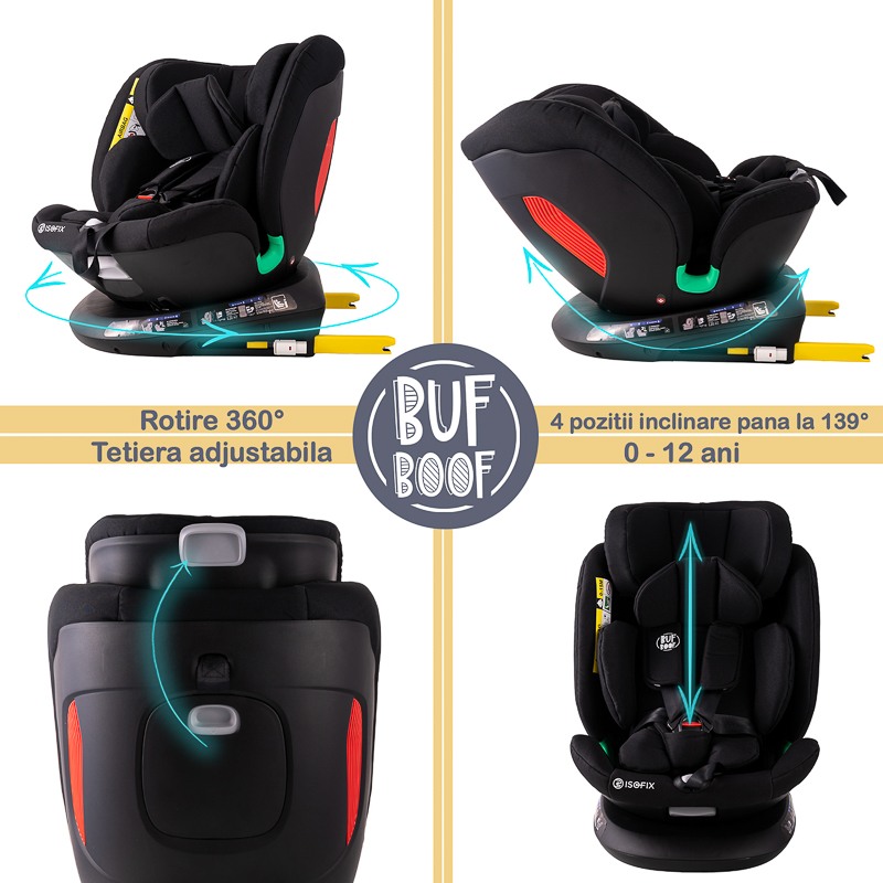 Scaun Auto Buf Boof Diamond Deluxe i-Size Rotativ - imagine 3