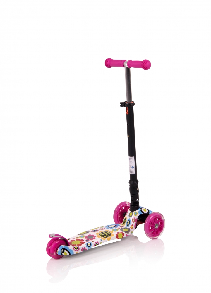 Trotineta Lorelli Rapid Pink Flowers, 4 roti LED