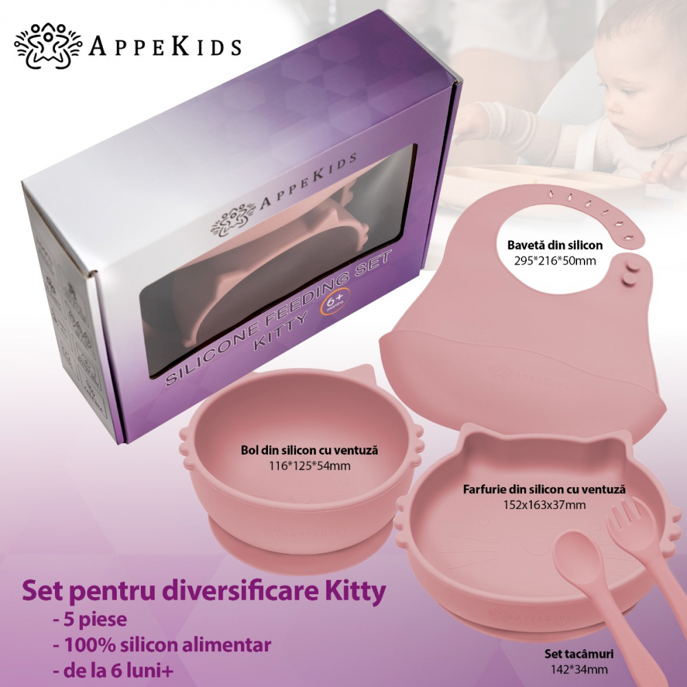 Set Diversificare AppeKids Kitty 5 piese, Old Rose - imagine 2