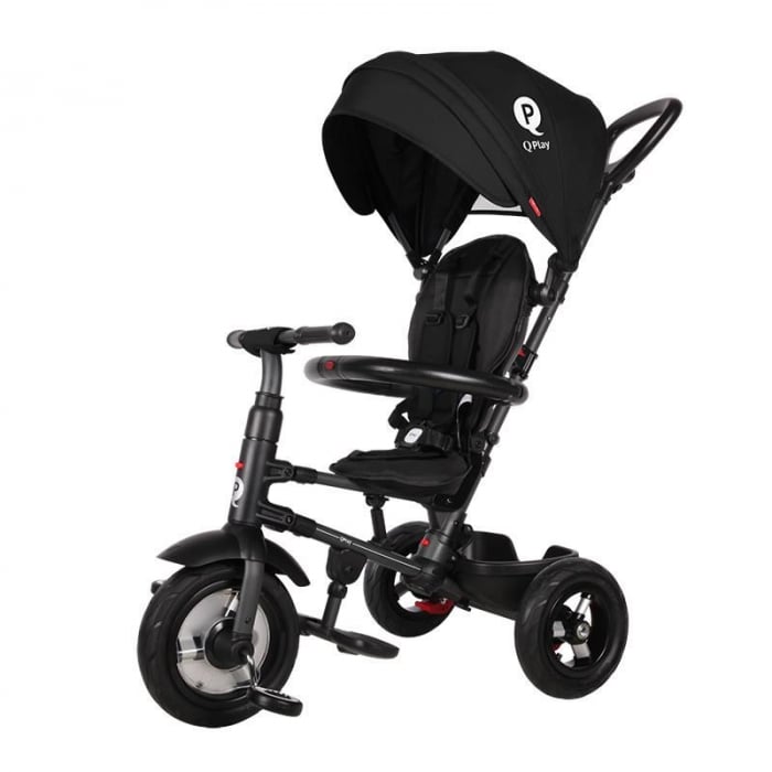 Tricicleta Qplay Rito Rubber Negru | Roti Cauciuc