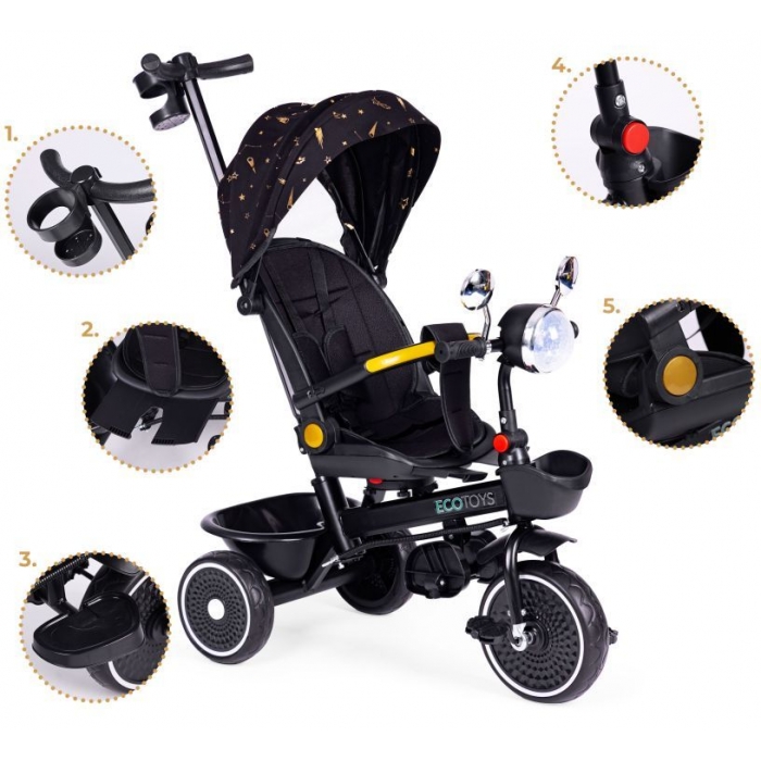 Tricicleta Ecotoys multifunctionala 360° cu scaun rotativ - imagine 6