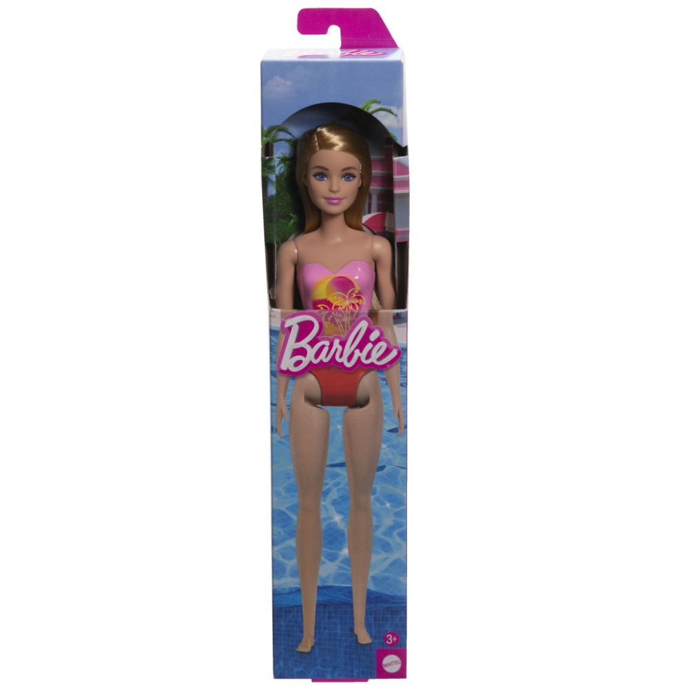 Păpușă Barbie Blonda Mattel cu Costum de Baie Roz