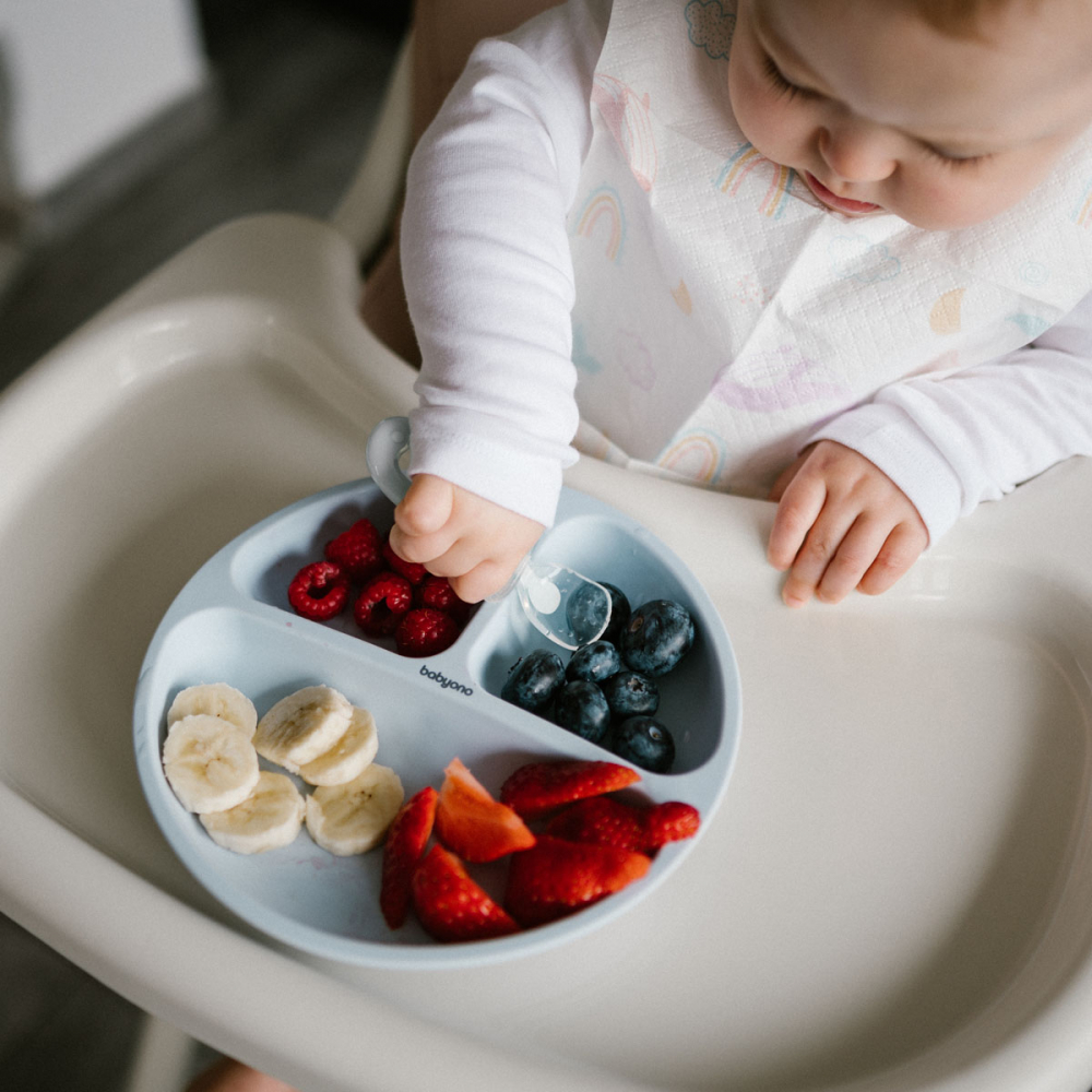 Farfurie silicon cu ventuza Babyono albastră - imagine 4