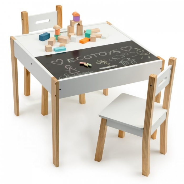 Set masă și 2 scaune Ecotoys cu tabelă - imagine 2