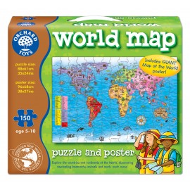 Puzzle Harta Lumii Orchard Toys + Poster