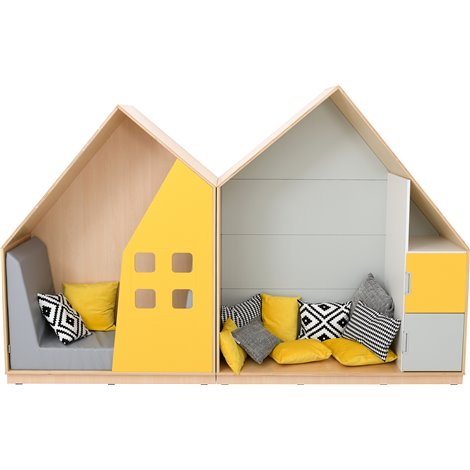 Set Casuta Dubla Quadro 160 cu Saltea | Moje Bambino