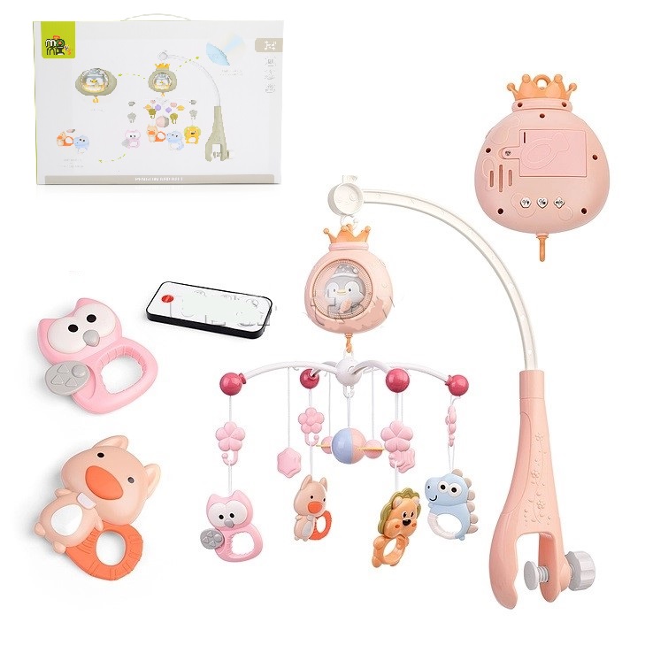 Carusel Moni Penguin Pink cu sunete albe și timer - imagine 4