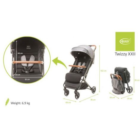 Carucior Sport 4Baby TWIZZY Compact Gri - imagine 10